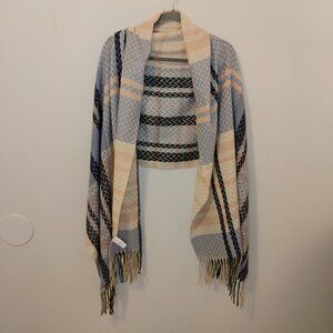 Top It Off new pastel colorful  herringbone fringe oversized scarf soft cozy